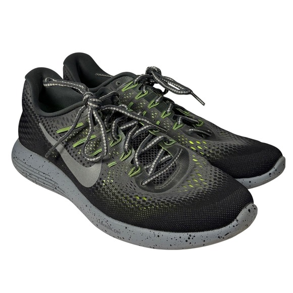 Nike Shoes - Nike Flyknit Lunarglide 8 Womens 11 Gray Neon Running Athletic Training Shoe